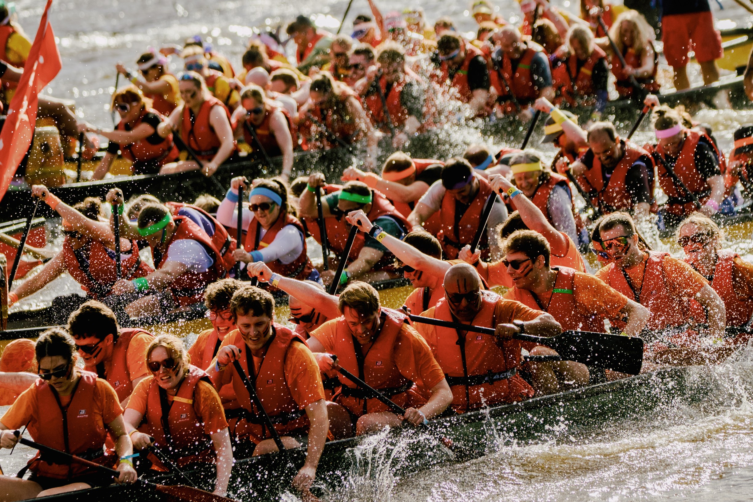 Dragon boats racing